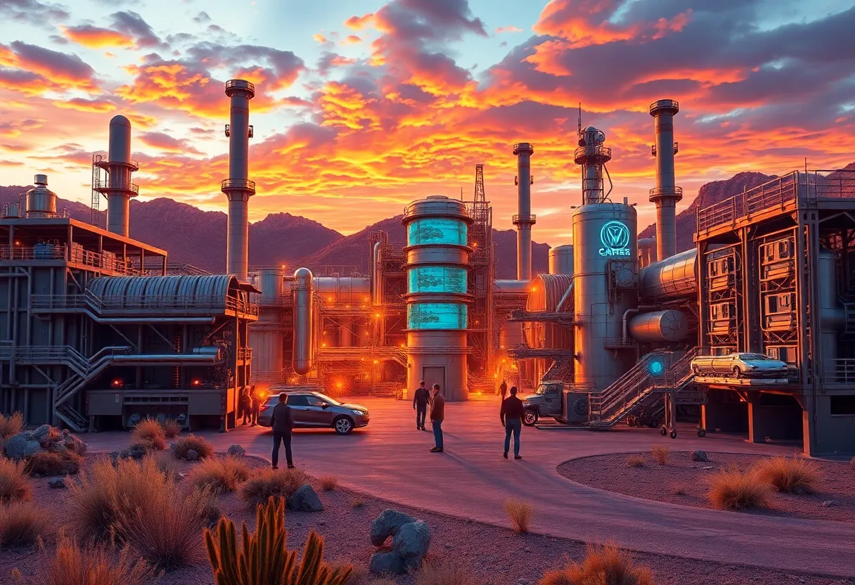 Rendering of a high-tech industrial complex in Arizona focusing on AI and robotics.