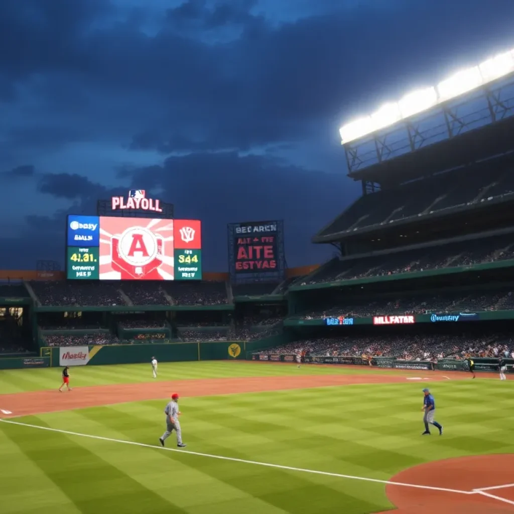 A baseball game in progress with players on the field.
