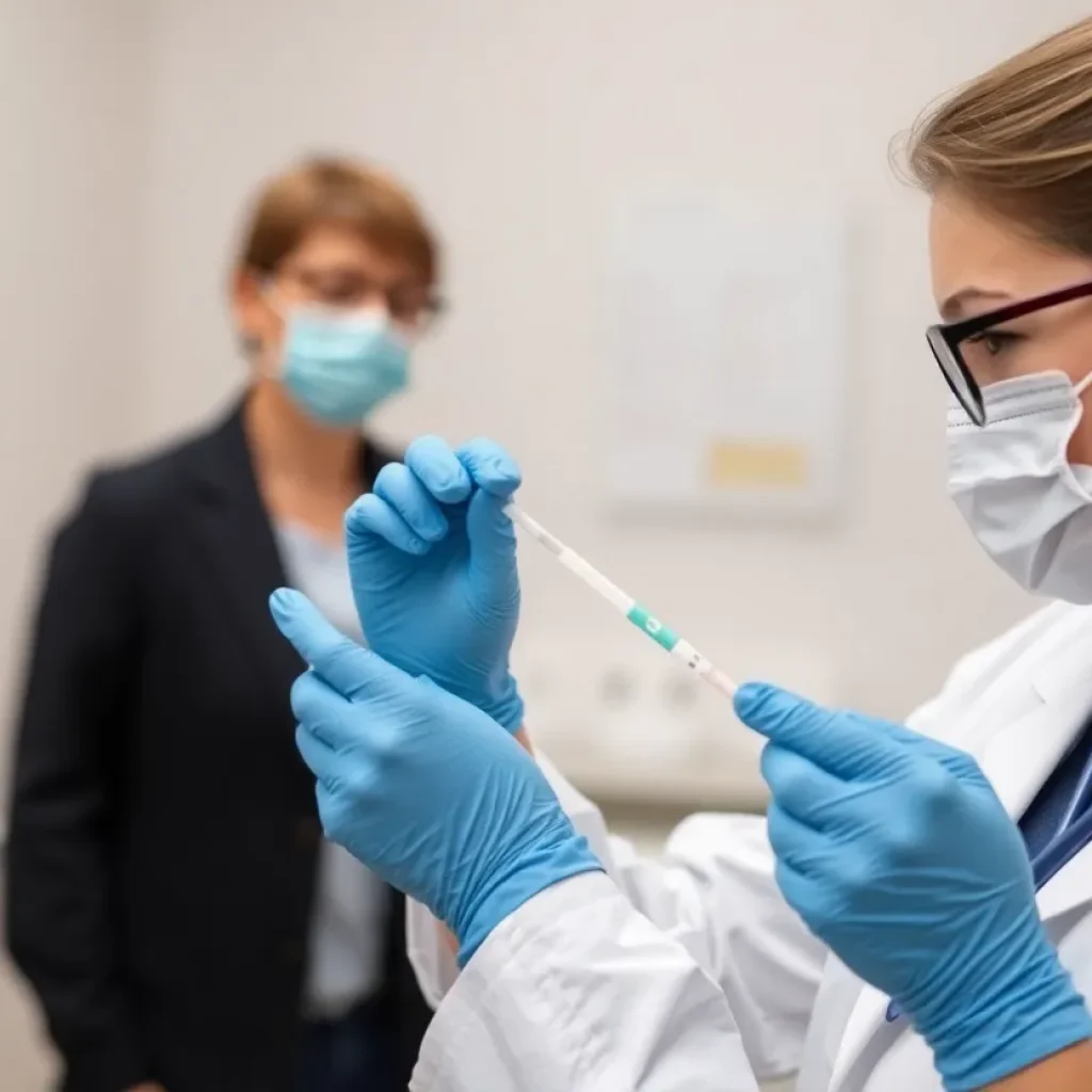 Healthcare professional performing a Valley fever rapid test
