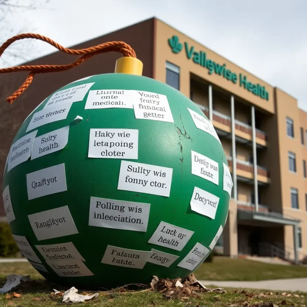 Demolition of the historic Valleywise Health Medical Center with a green wrecking ball.