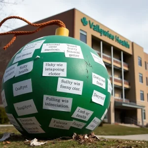 Demolition of the historic Valleywise Health Medical Center with a green wrecking ball.