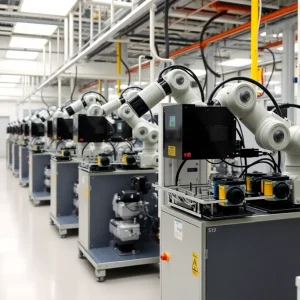 Advanced chip production facility showcasing semiconductor manufacturing.