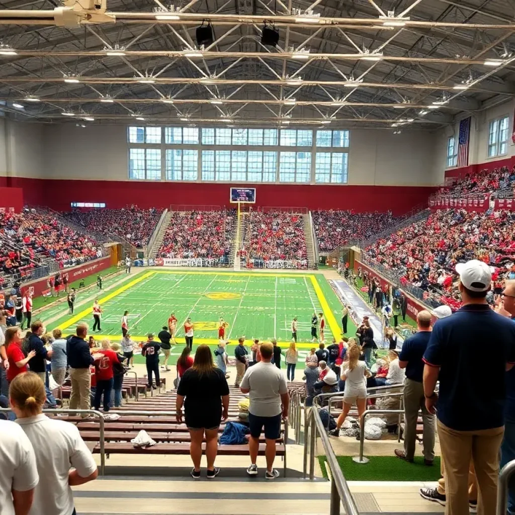 Vibrant scene of college athletes in action during a sporting event