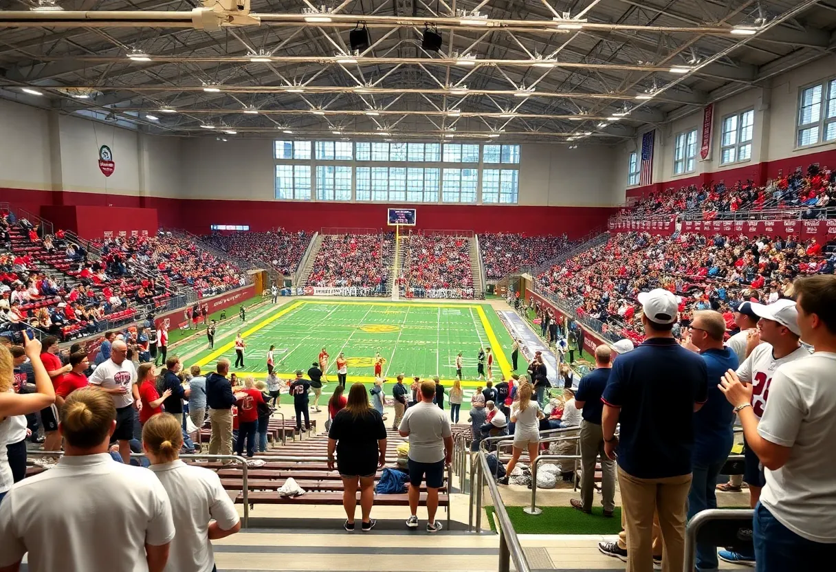 Vibrant scene of college athletes in action during a sporting event