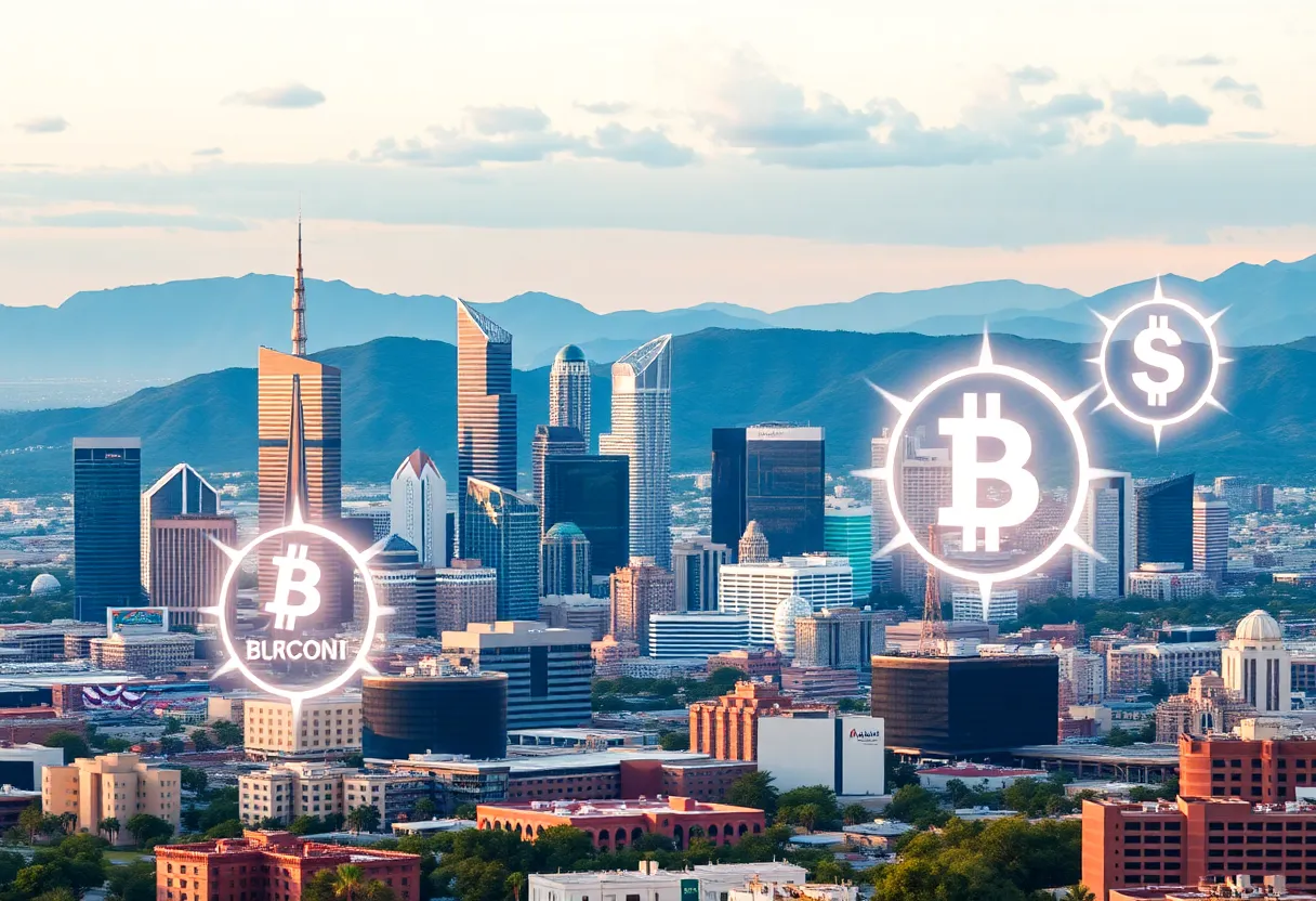 Cityscape of Arizona representing cryptocurrency innovation and regulation