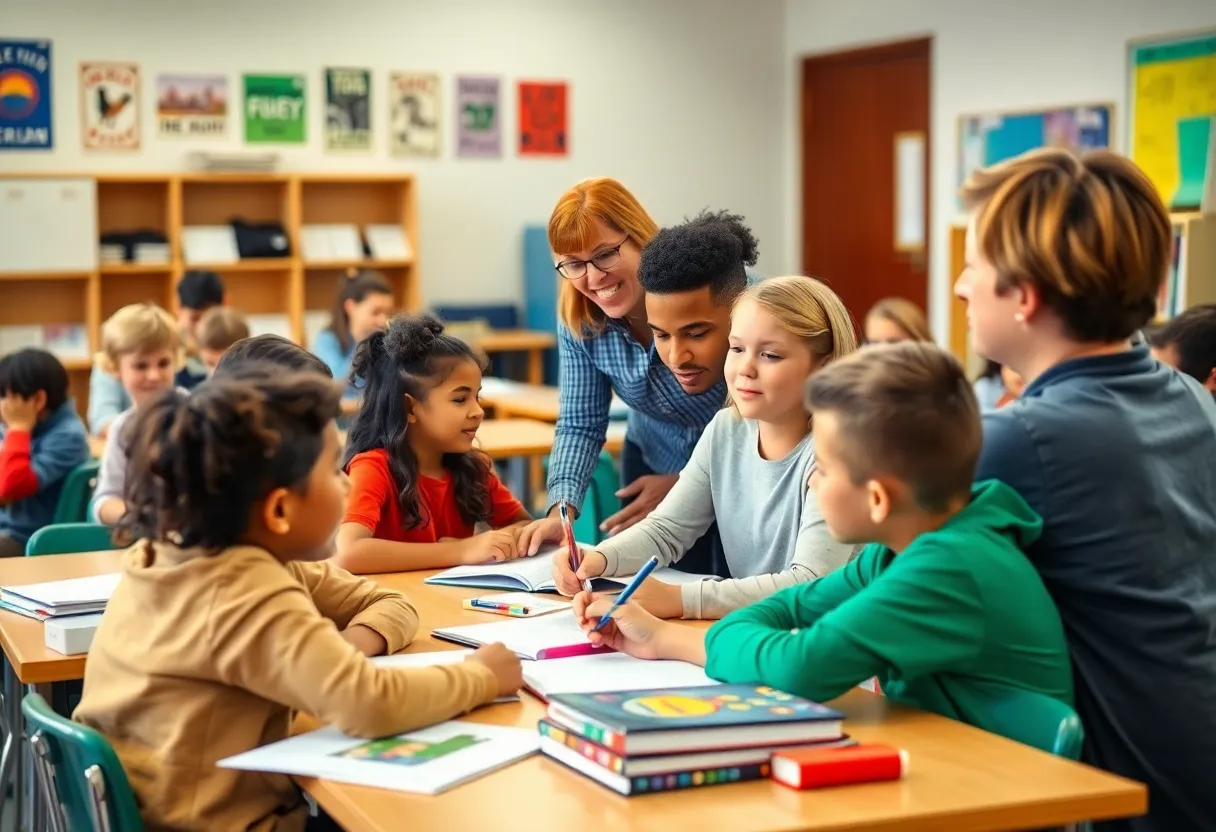Classroom in Arizona with diverse students engaged in learning