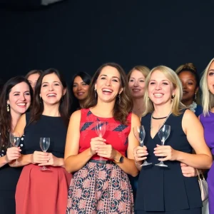 Group of women celebrating their achievements at an awards ceremony