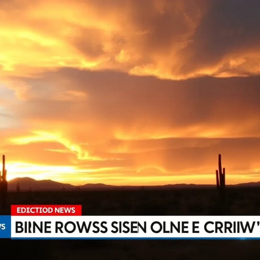 Dramatic sunset over Arizona landscape symbolizing crime