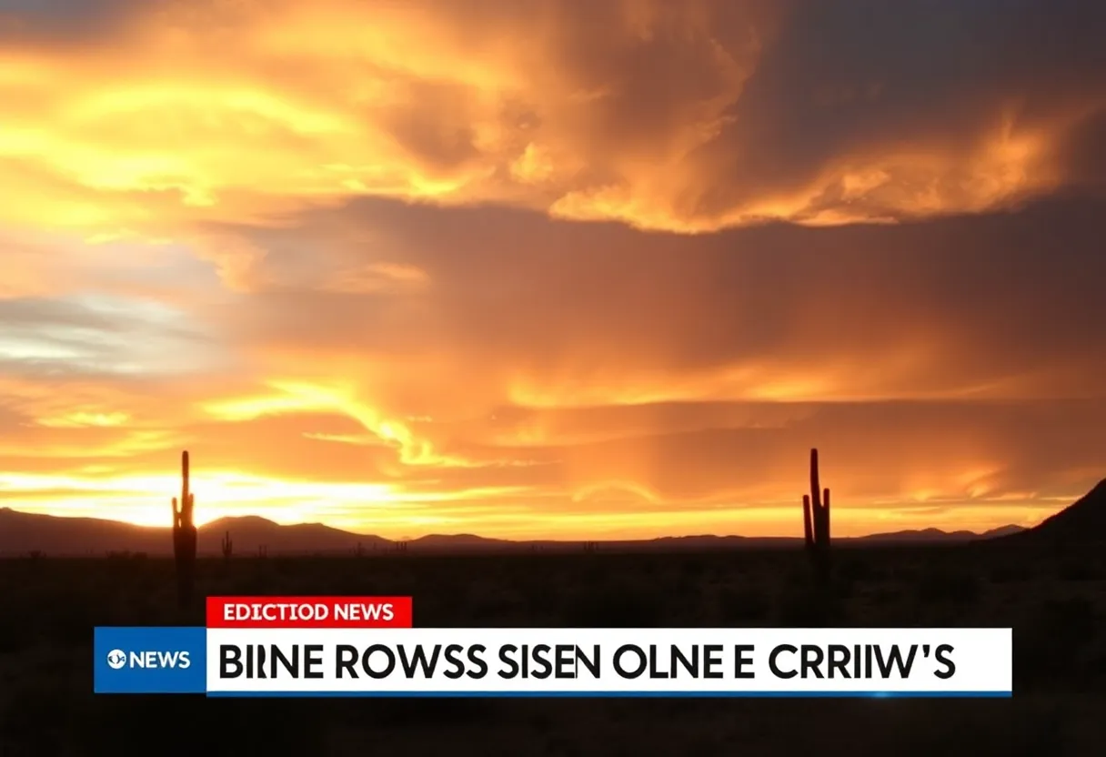Dramatic sunset over Arizona landscape symbolizing crime