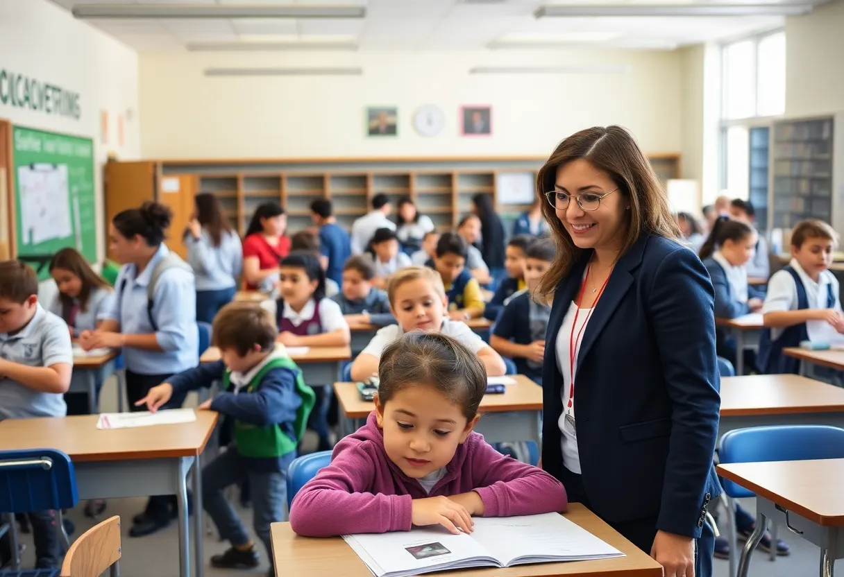Students and teachers in a classroom setting emphasizing the impact of federal funding on education.