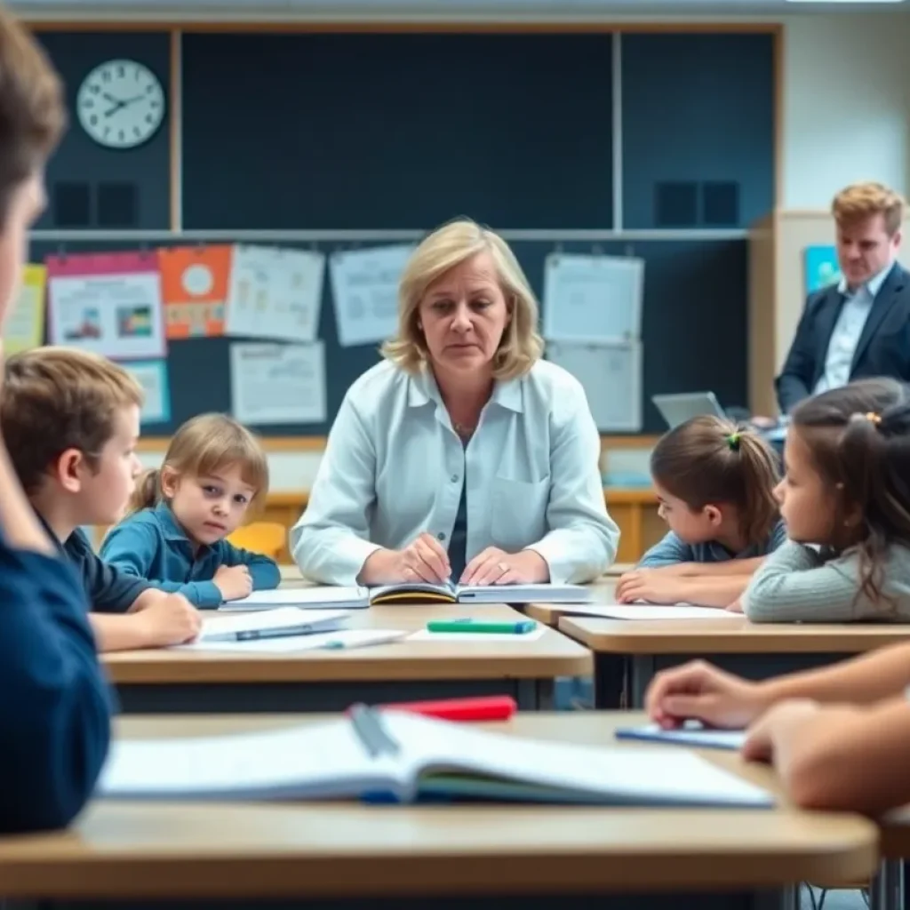 Educators discussing funding issues in an Arizona classroom