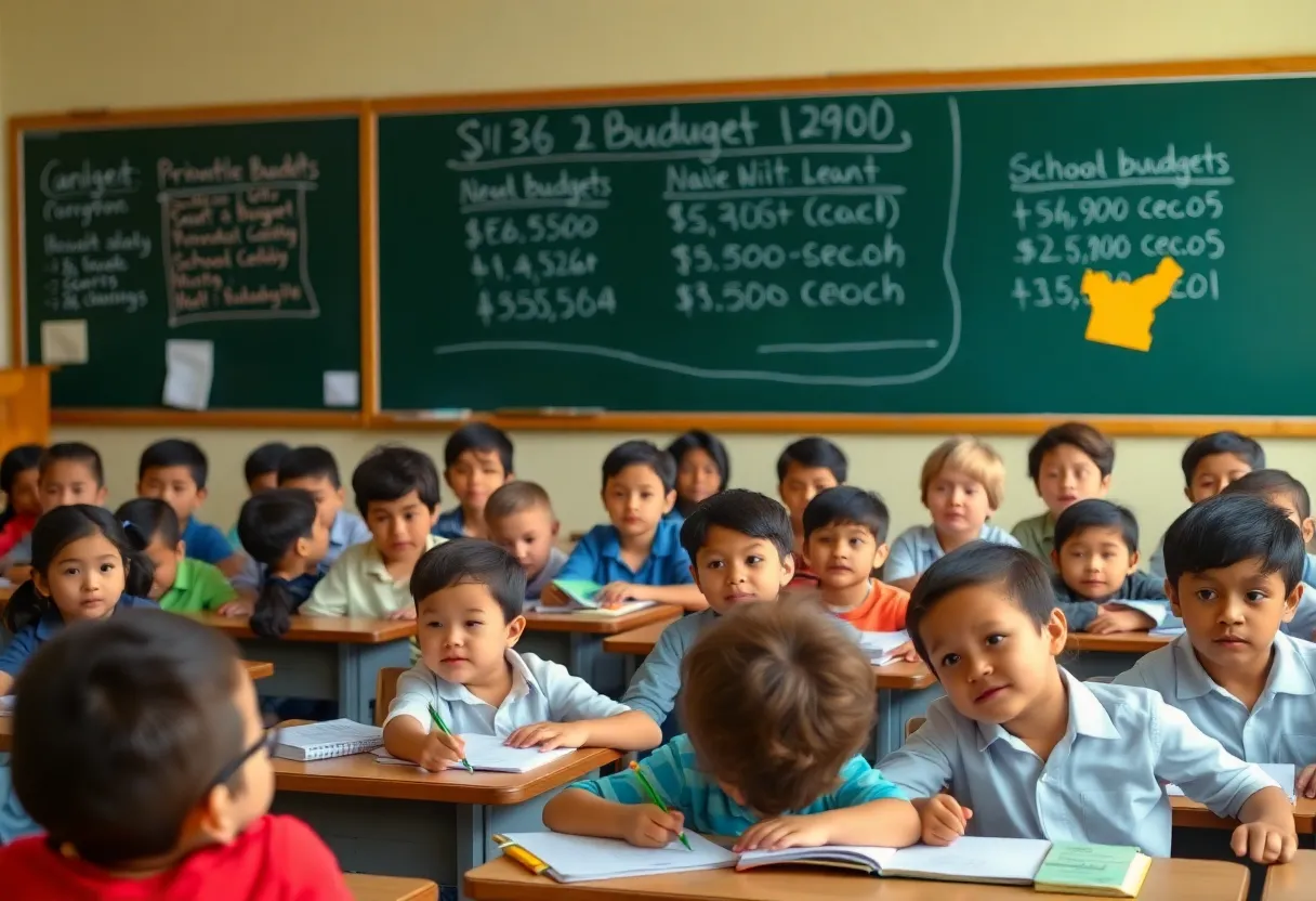 Students in a classroom learning about funding challenges