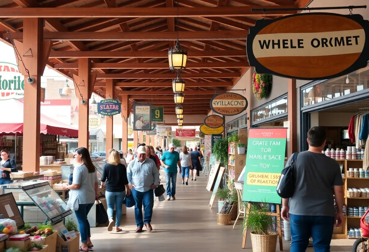 Local marketplace with diverse small businesses in Arizona.