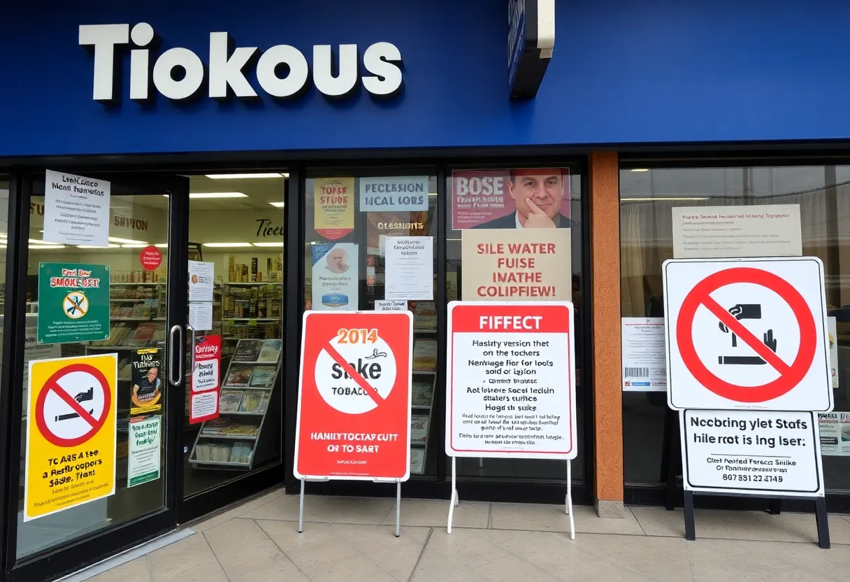 Smoke shop with age restriction signage