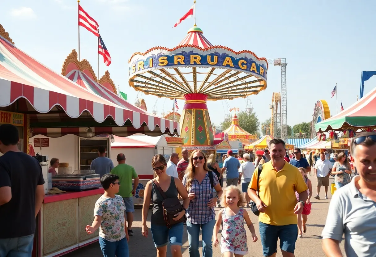 Families enjoying the attractions at the Arizona State Fair