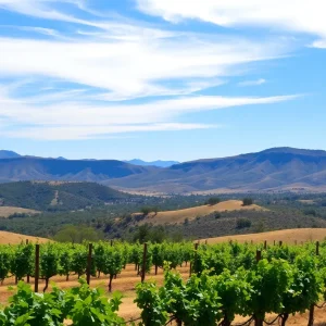 Vineyard in Arizona's Verde Valley with grapevines and hills