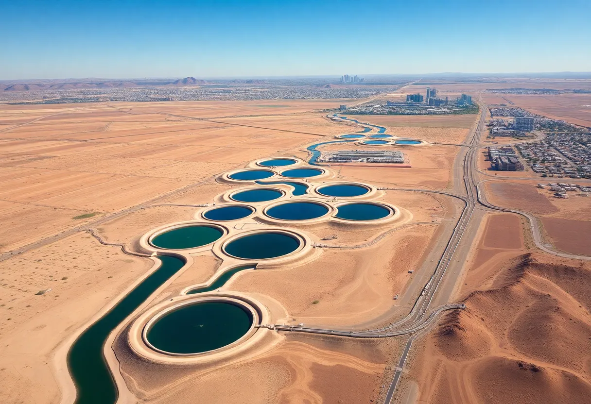 Aerial view of water transfer landscape in Arizona