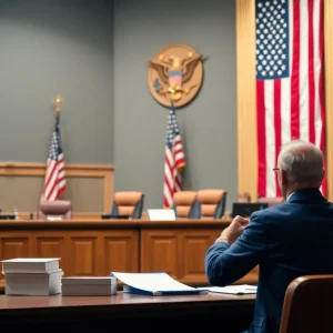 Courtroom representation of Arizona voting lawsuit