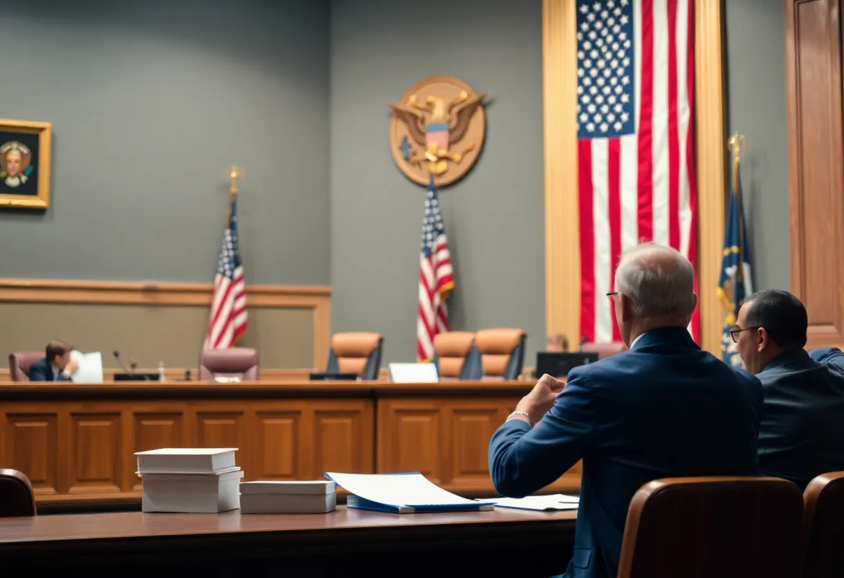 Courtroom representation of Arizona voting lawsuit