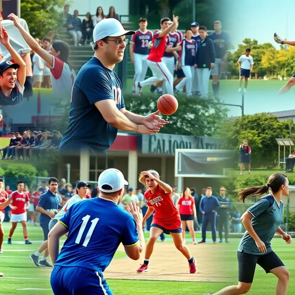 Collage of collegiate athletes demonstrating teamwork and sportsmanship