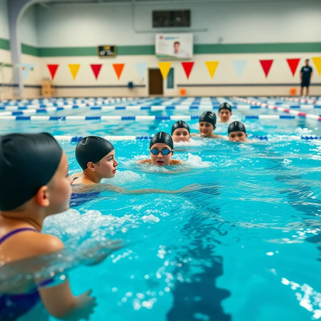 Swimmers training at Arizona State University swim pool