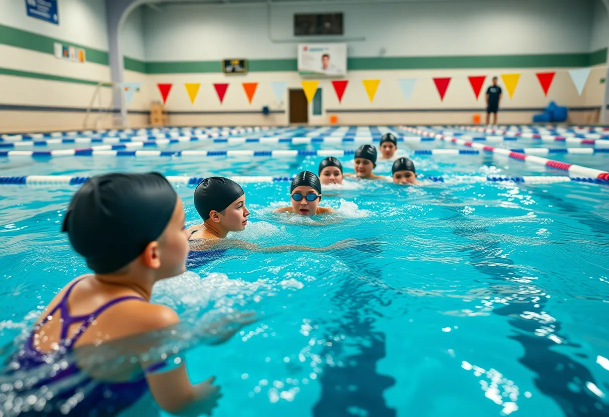 Swimmers training at Arizona State University swim pool