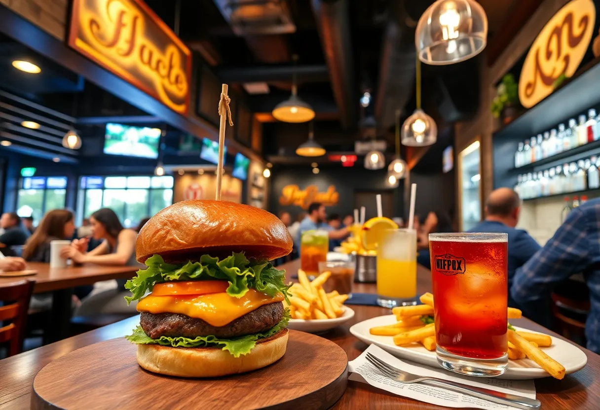 Interior view of Bad Jimmy's Scottsdale showcasing diners and burgers