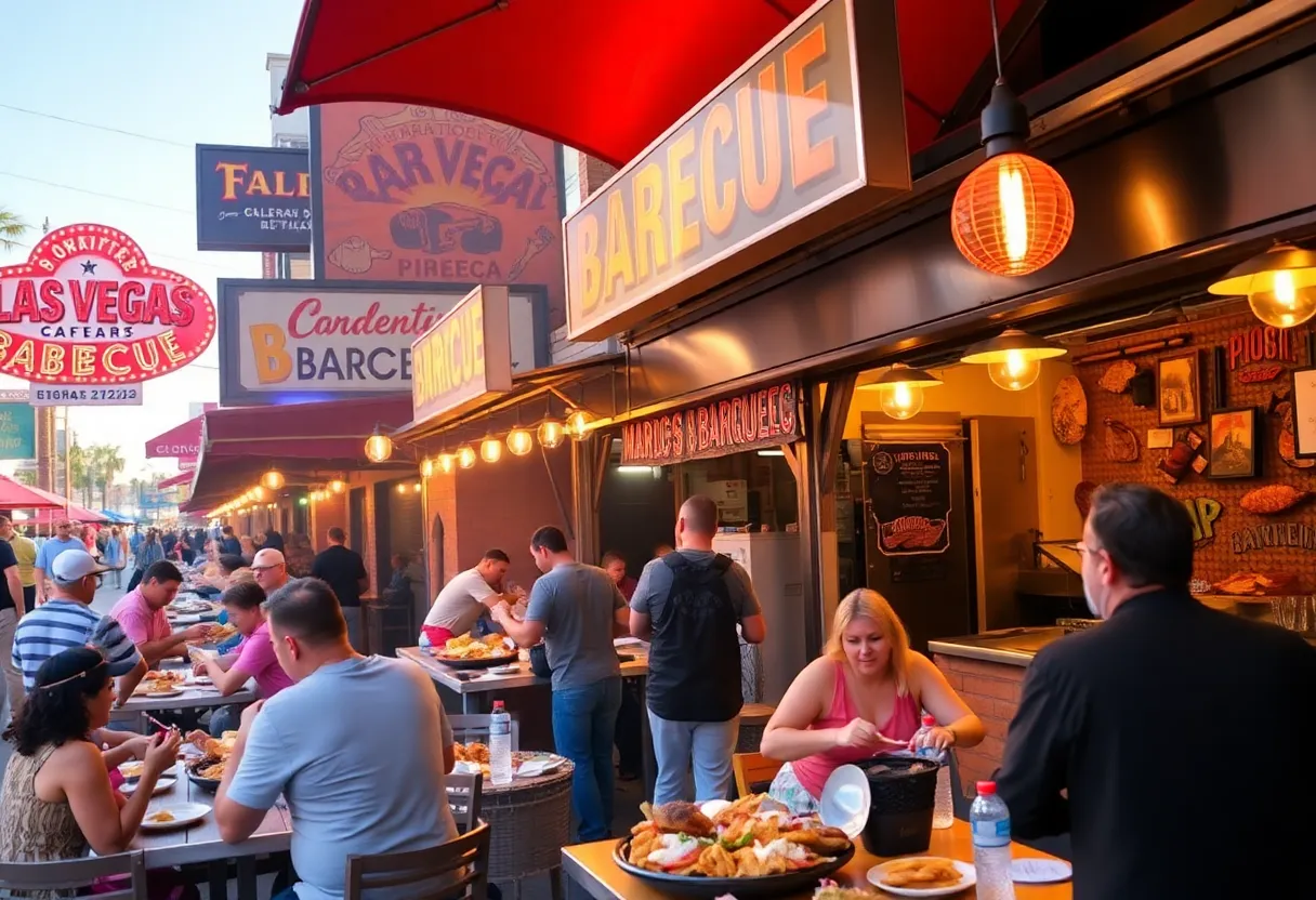 Diverse barbecue dishes and happy customers in Las Vegas and Phoenix.