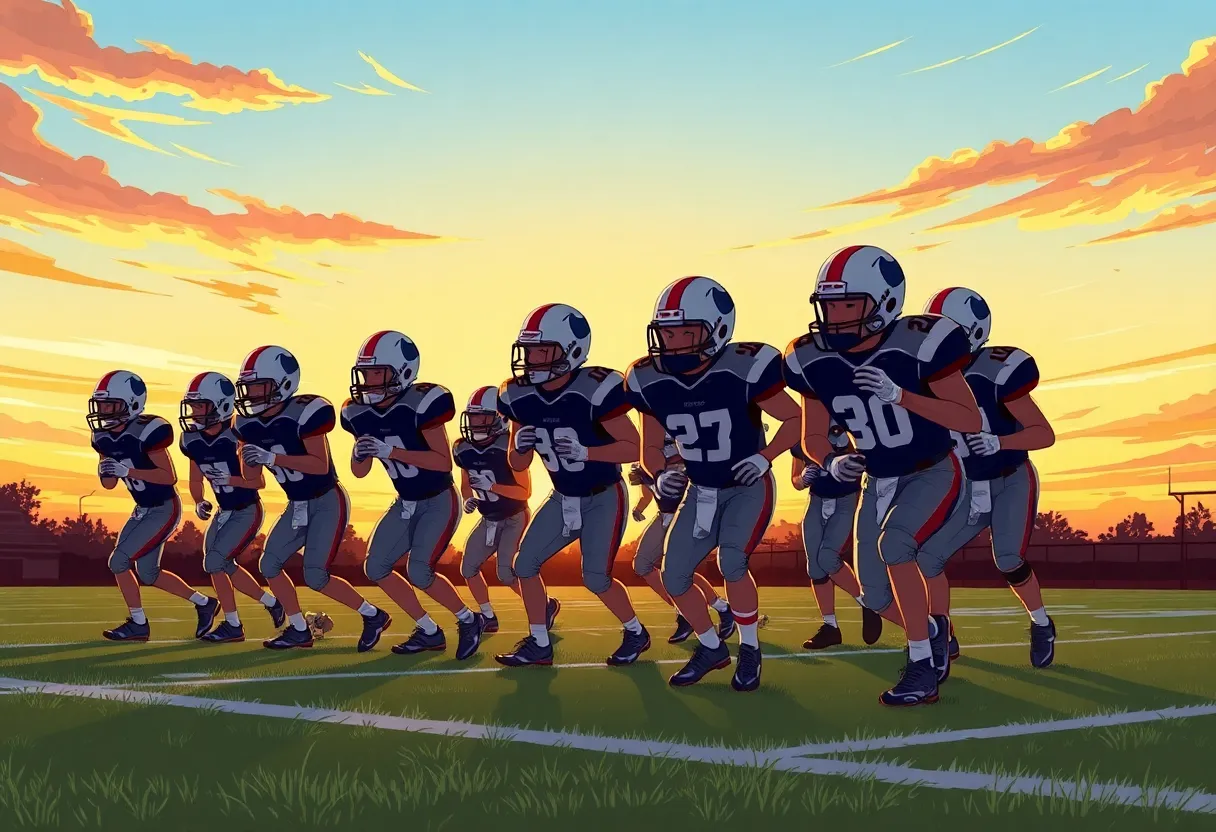 Beaver High School football team practicing