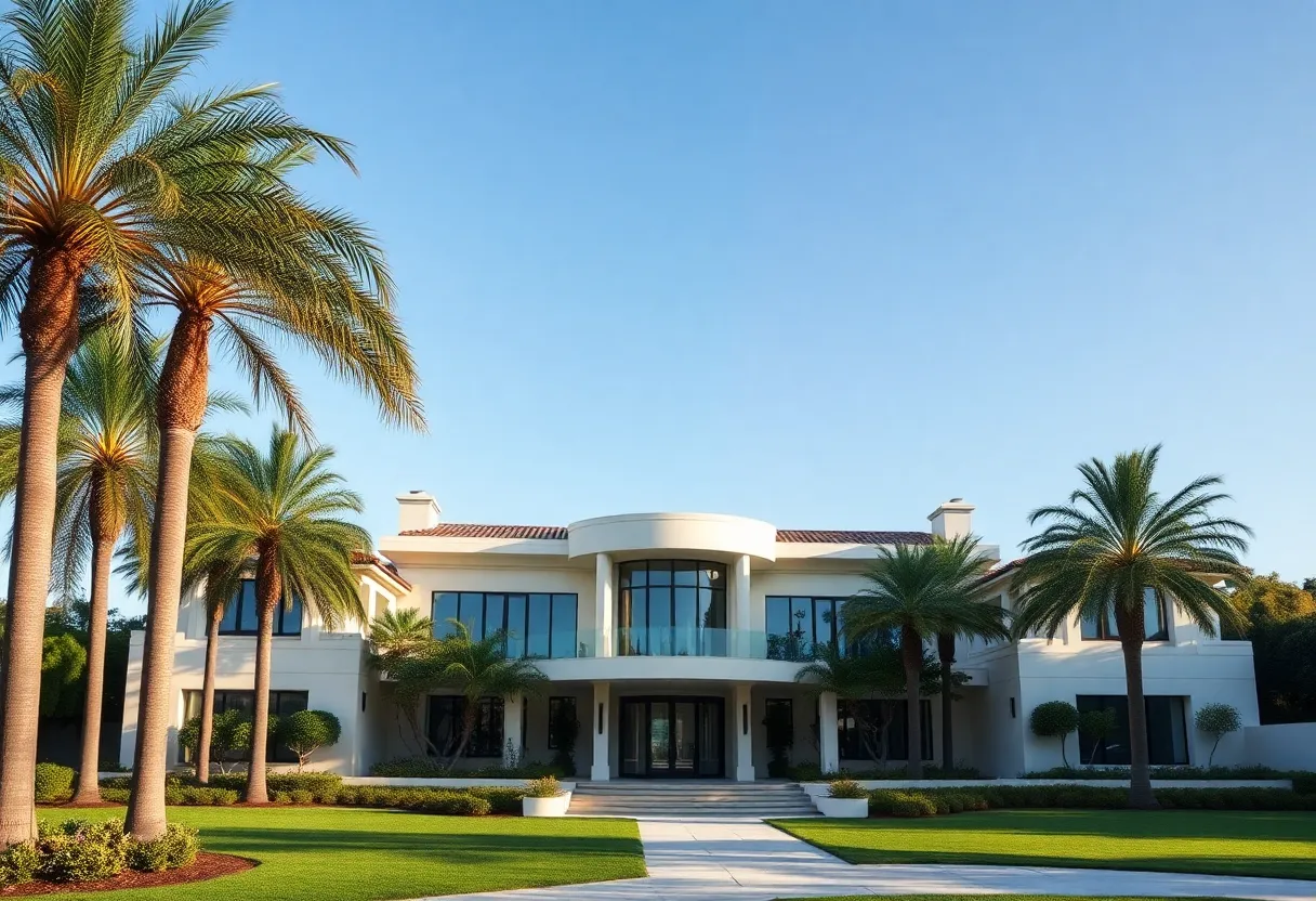 Exterior view of a luxurious mansion in Beverly Hills