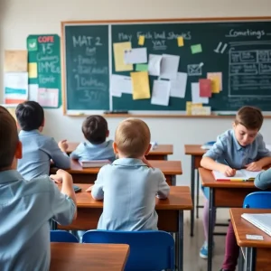 Students in a classroom engaged in learning