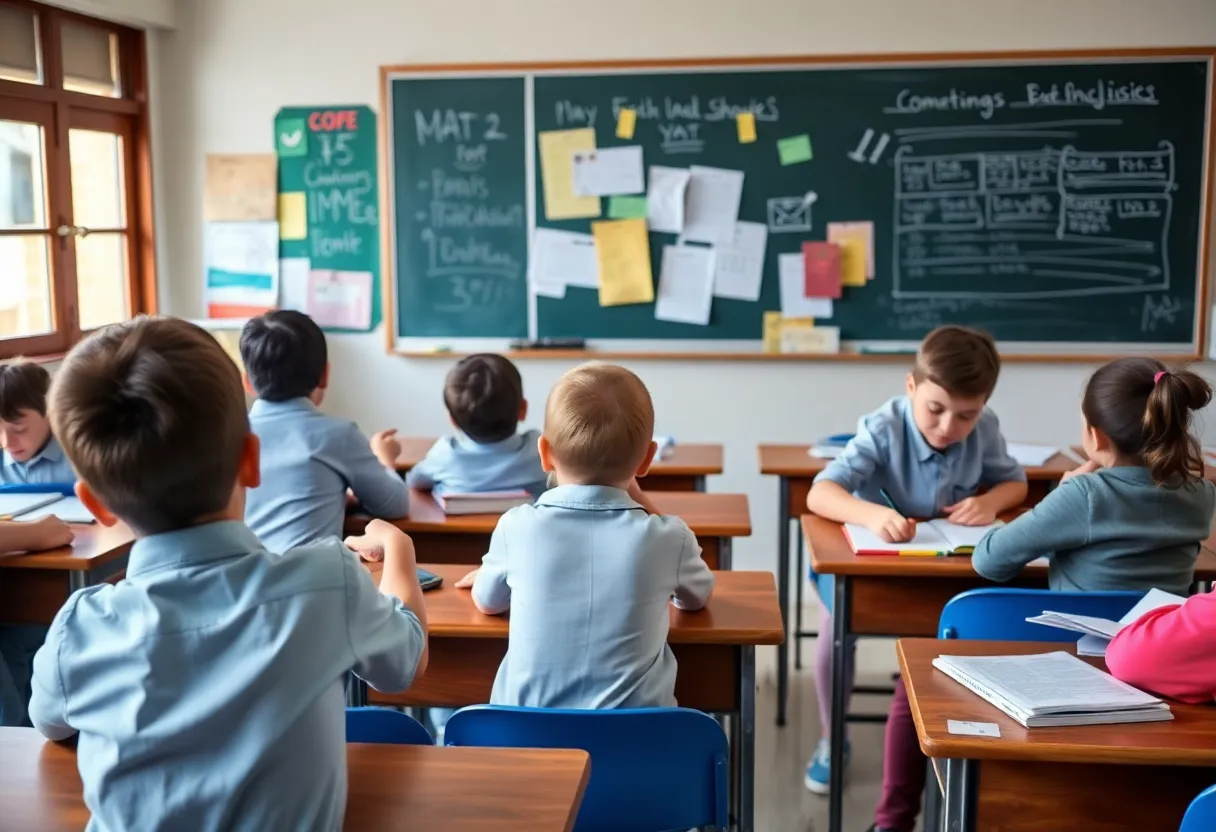 Students in a classroom engaged in learning