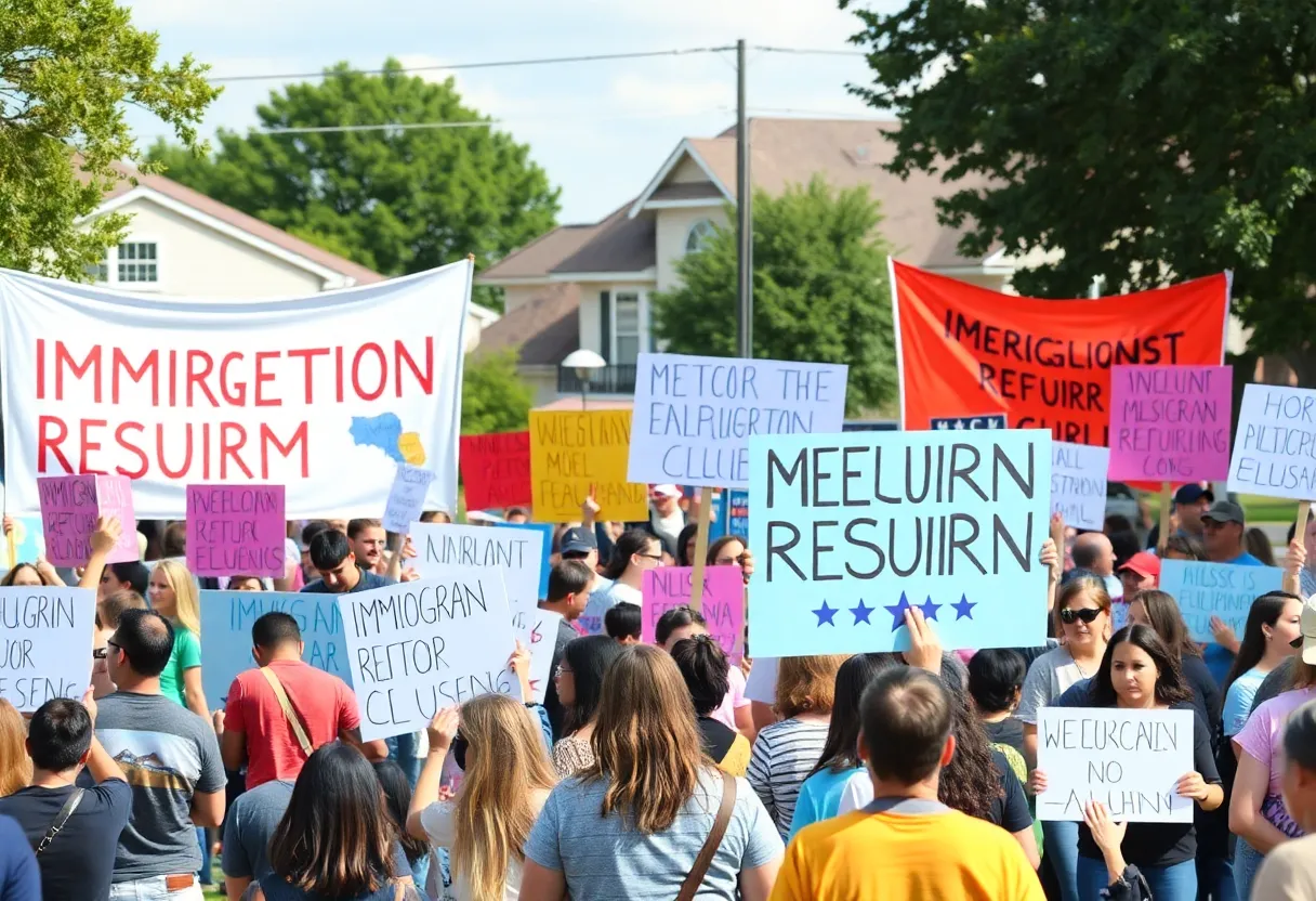Community members rallying for immigration reform