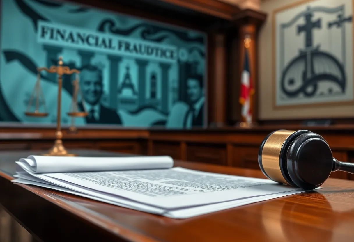Courtroom scene representing justice in financial crime cases.