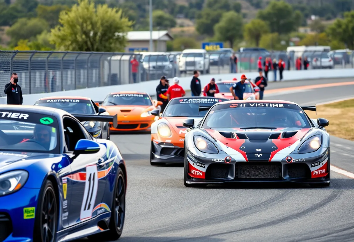 Motorsport racing cars at a track representing Crown Concepts and Radical Arizona partnership.