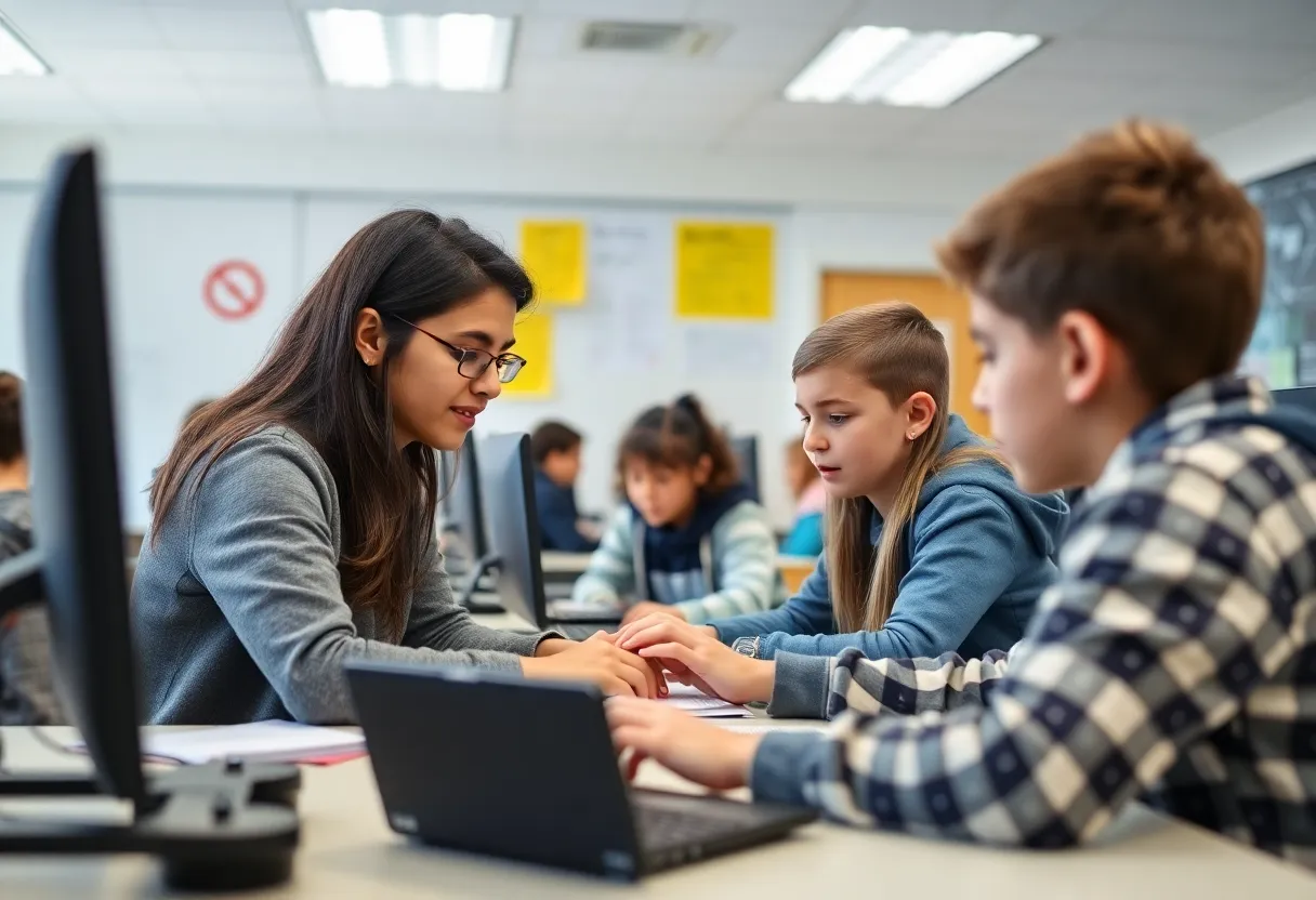 Students participating in a cybersecurity class