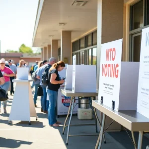 Voters participating in early voting at a polling location in Arizona.