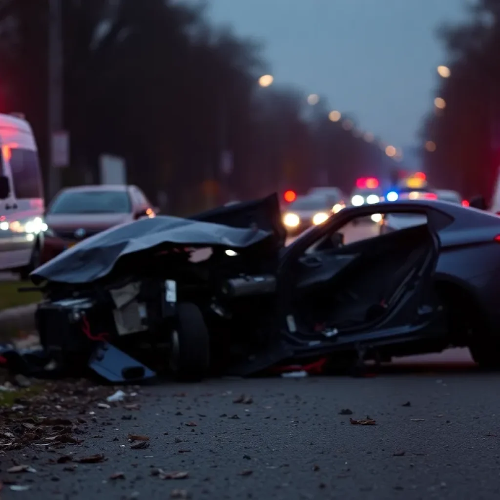 Emergency responders at the scene of a road accident in Phoenix
