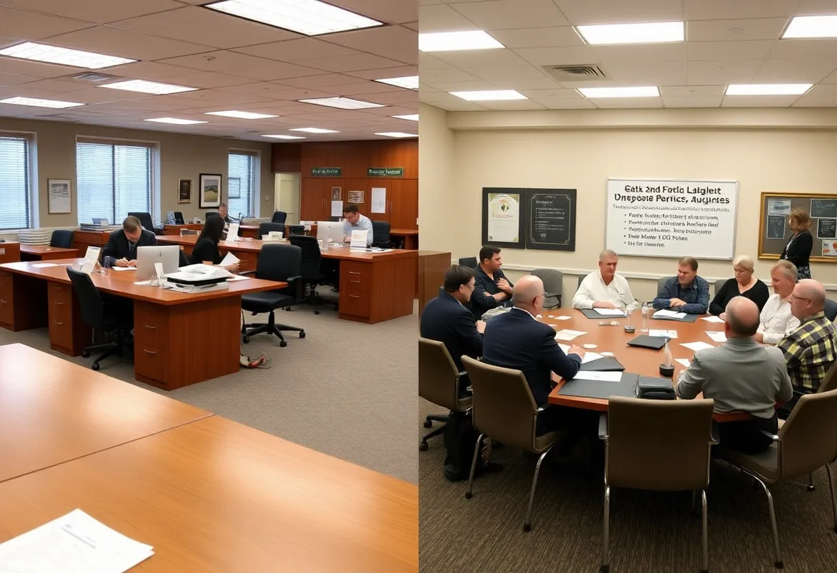 An empty government office illustrating workforce reductions.