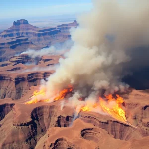 Devastating wildfires in Grand Canyon engulfing landscape