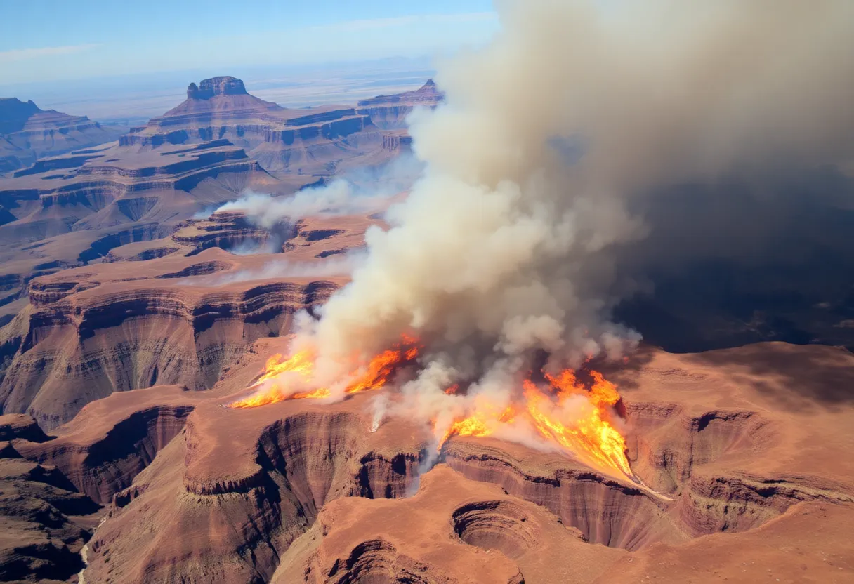 Devastating wildfires in Grand Canyon engulfing landscape