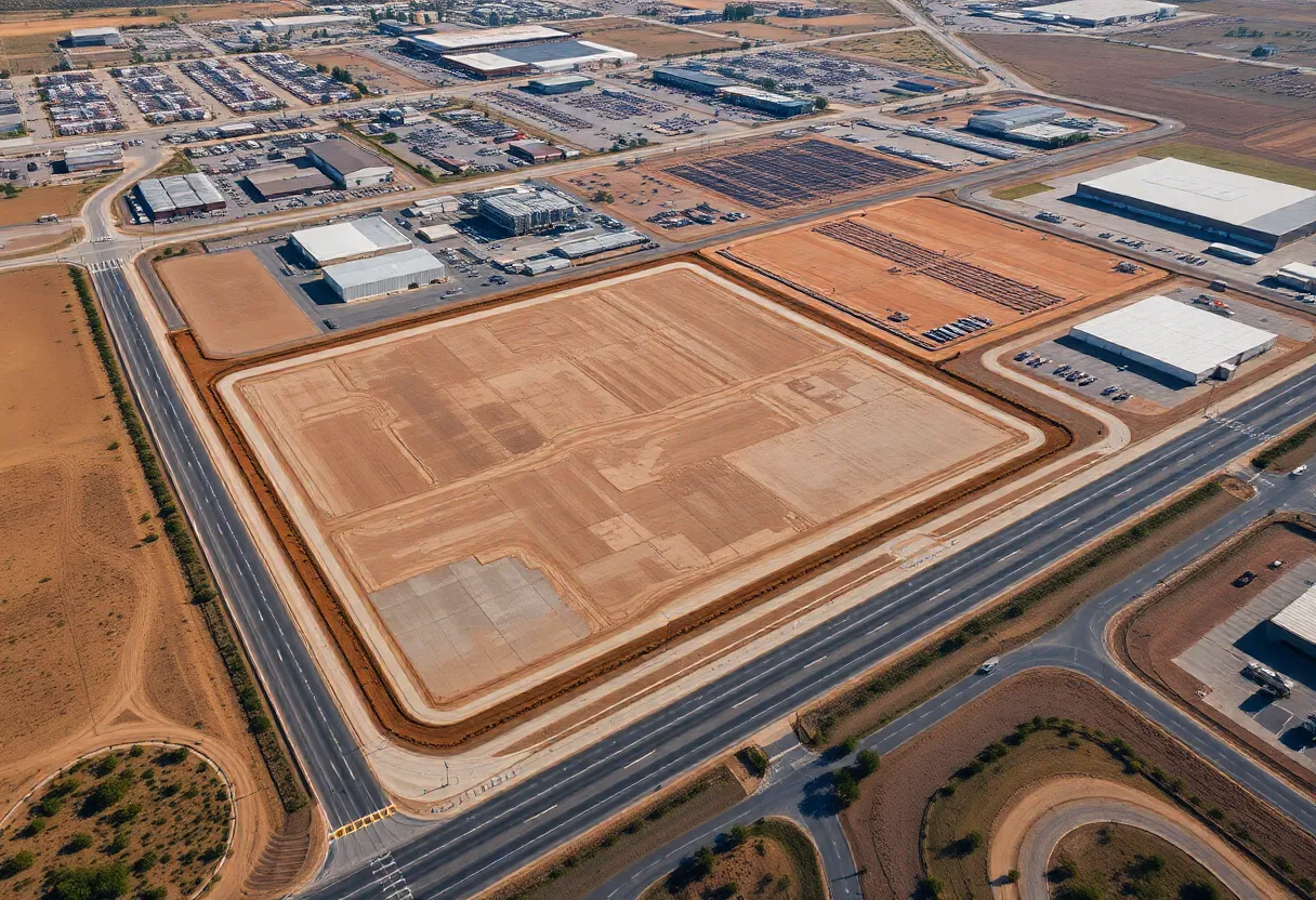 Aerial view of H2K site in Tucson, Arizona with industrial potential.