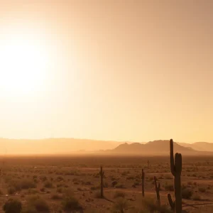 A barren landscape of Phoenix, Arizona during an extreme heat wave