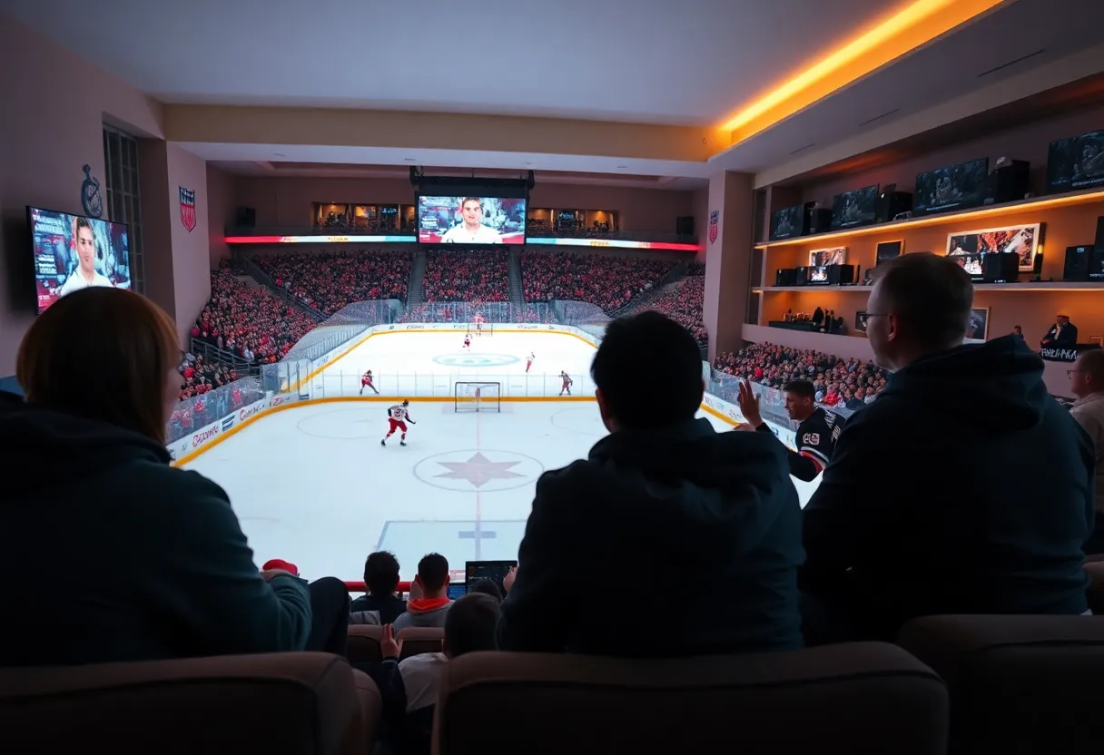 Fans watching NHL games on DAZN in a cozy living room