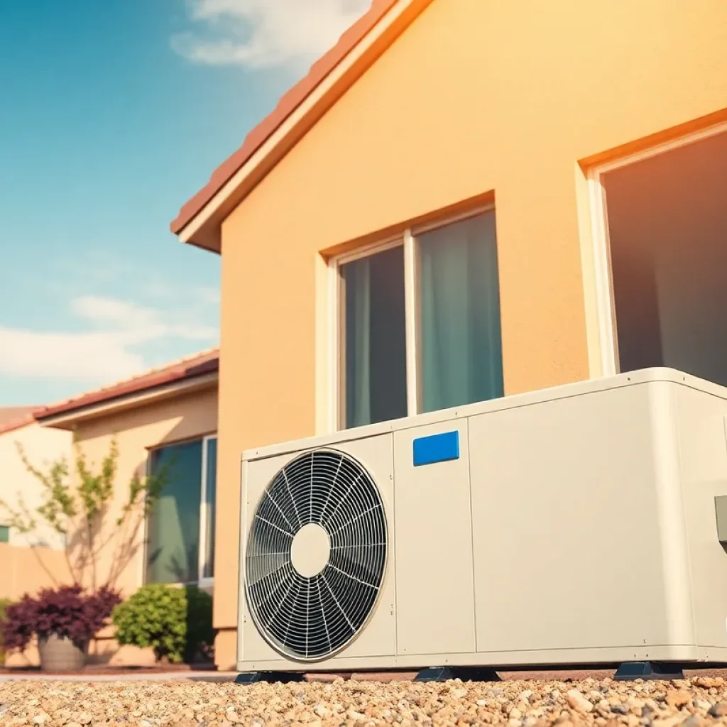 An HVAC unit outside a house in Phoenix under bright sunlight