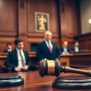 Courtroom scene representing justice in telemarketing fraud case