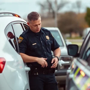Police officer conducting a traffic stop related to drug trafficking