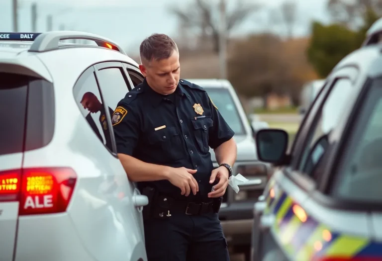 Police officer conducting a traffic stop related to drug trafficking
