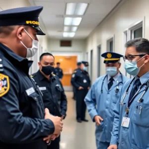 Officers conducting a health care fraud investigation
