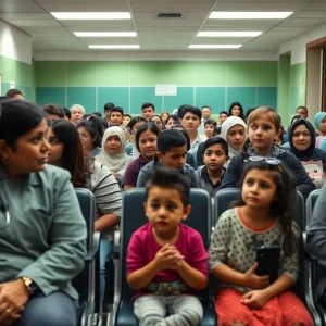 Crowded hospital waiting room in Arizona